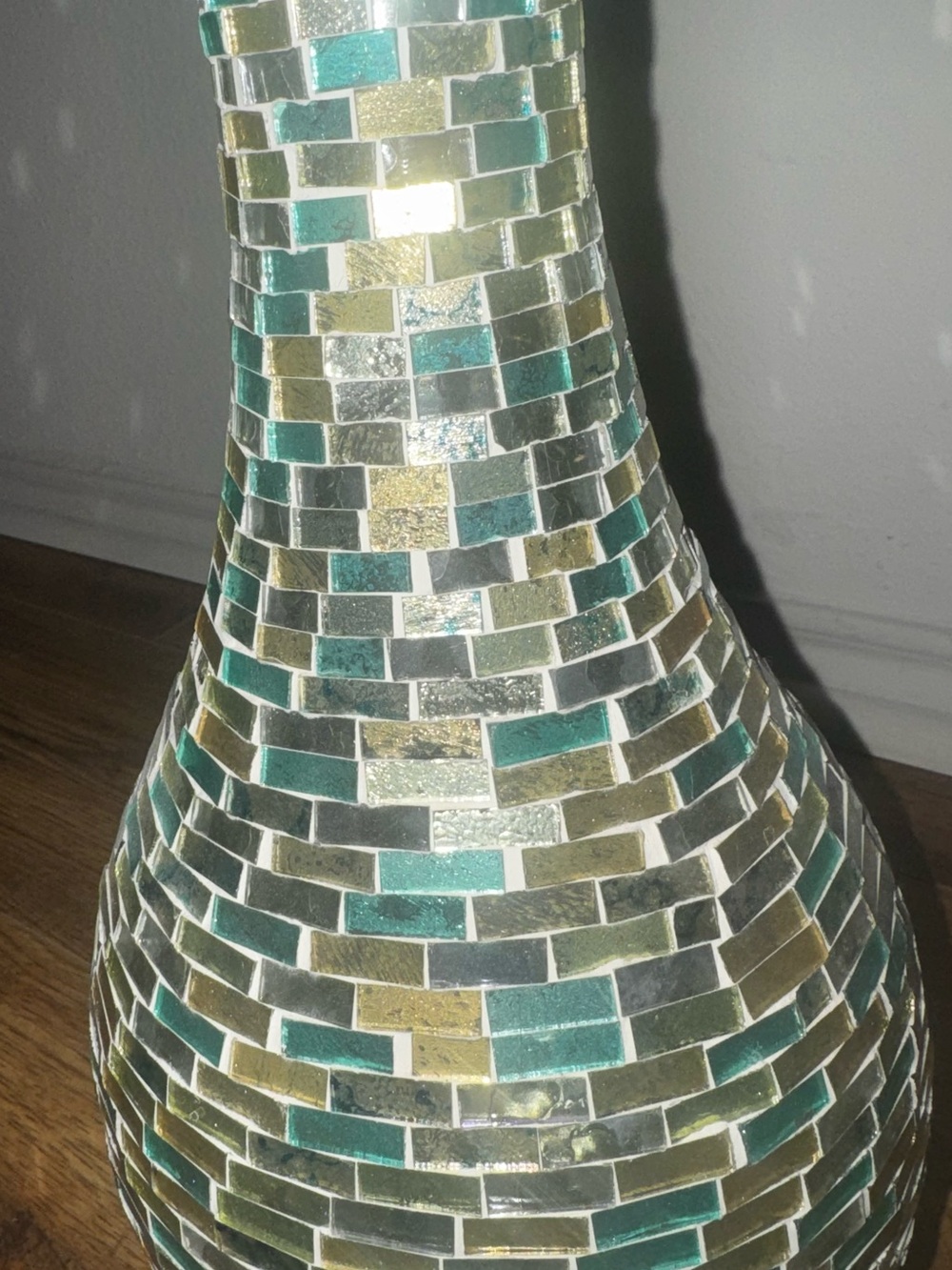 Teal Mosaic Glass Accent Vase - Home Accents